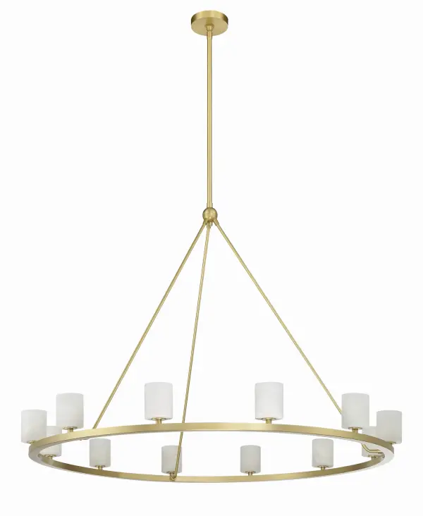 The Aragon combines industrial minimalism with modern sophistication through its large-scale frame, hand-cut crystal globes, and warm brass finish. Integrated dimmable LED technology and reversible installation offer exceptional versatility. - alternate view