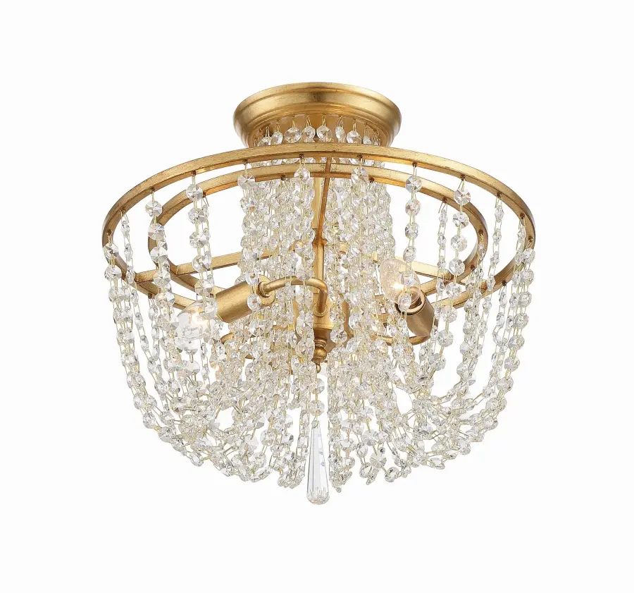 Arcadia 15" Semi Flush Mount in Antique Gold - Image 2