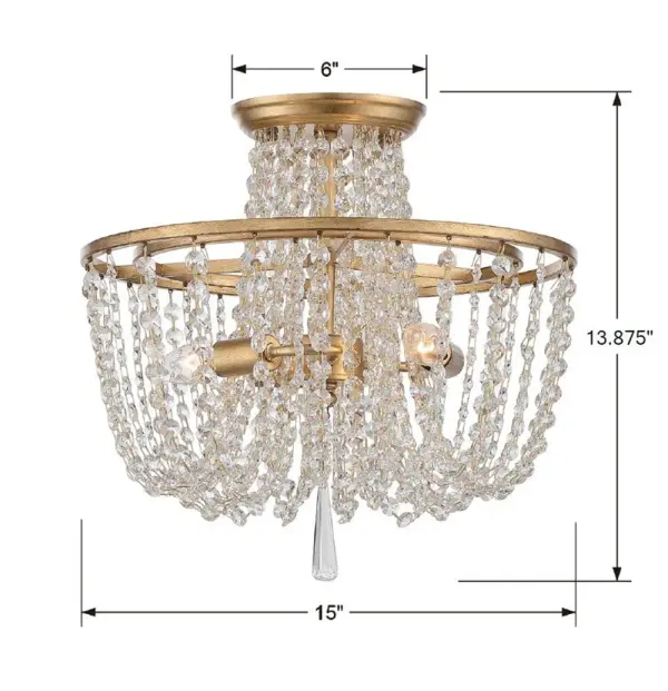 Arcadia 15" Semi Flush Mount in Antique Gold - Image 7