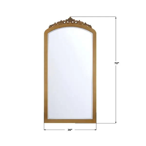 Arden 36" Ornate Wall Mirror in Burnished Brass - Image 7