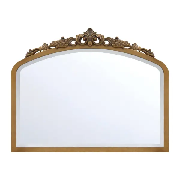 The Arden 40" Mirror combines timeless artistry with mid-century modern sensibility. Its ornate detailing and burnished brass finish create a sophisticated focal point that works beautifully in both traditional and contemporary spaces.