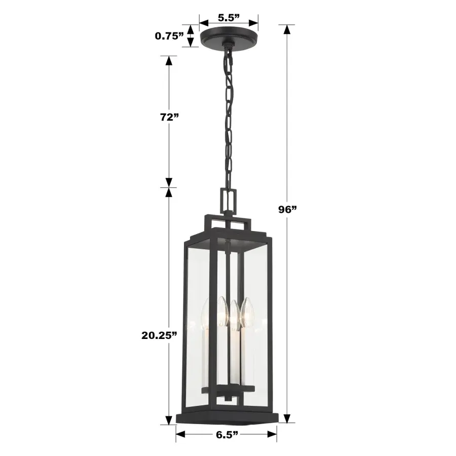 Aspen 6.5" Outdoor Pendant in Matte Black - Image 11