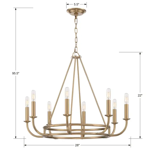 Bailey 28" Chandelier in Aged Brass - Image 6