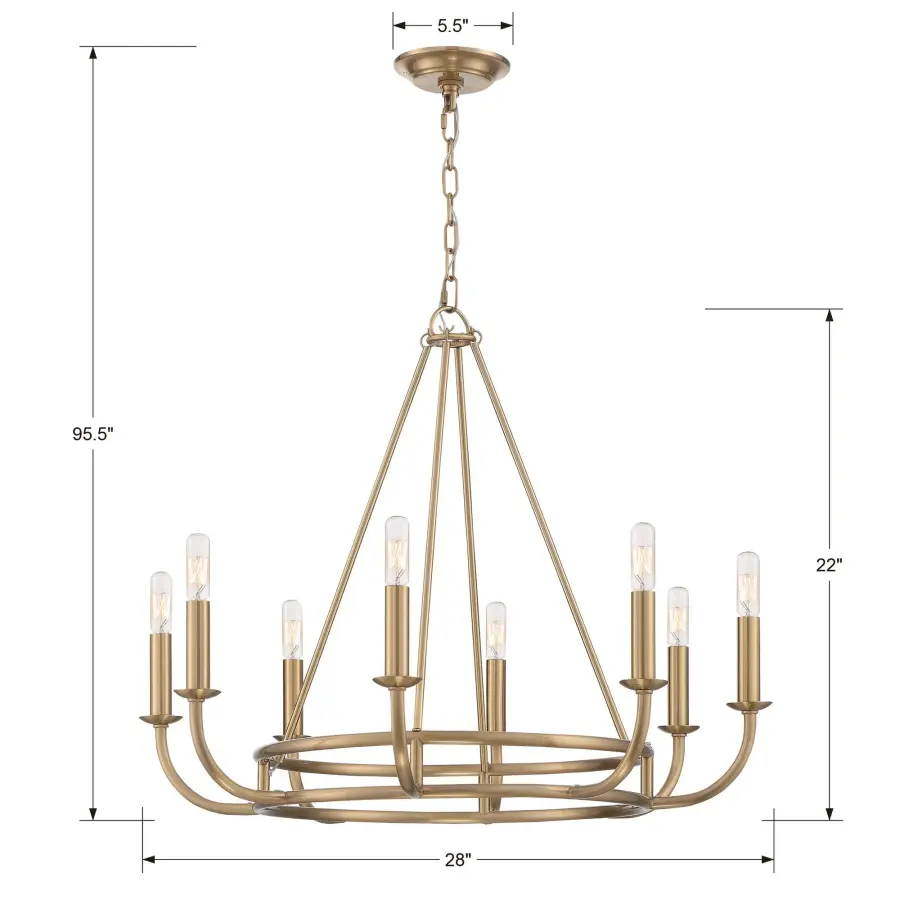 Bailey 28" Chandelier in Aged Brass - Image 6