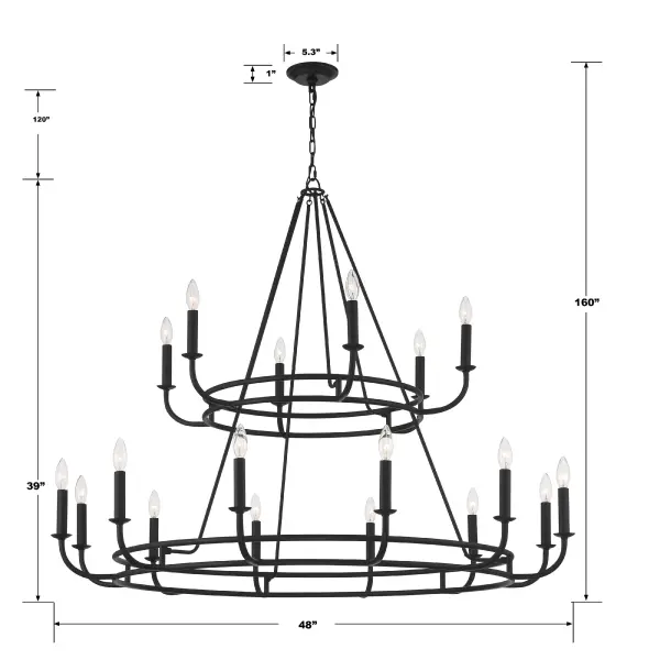 Bailey 48" Chandelier in Aged Brass - Image 12