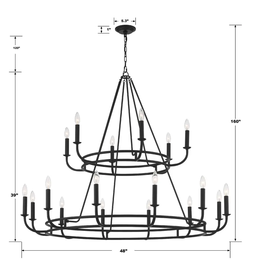 Bailey 48" Chandelier in Aged Brass - Image 12