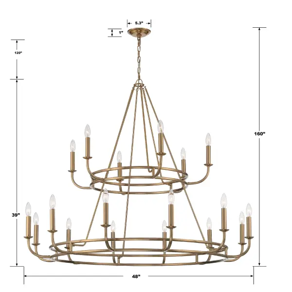 Bailey 48" Chandelier in Aged Brass - Image 5