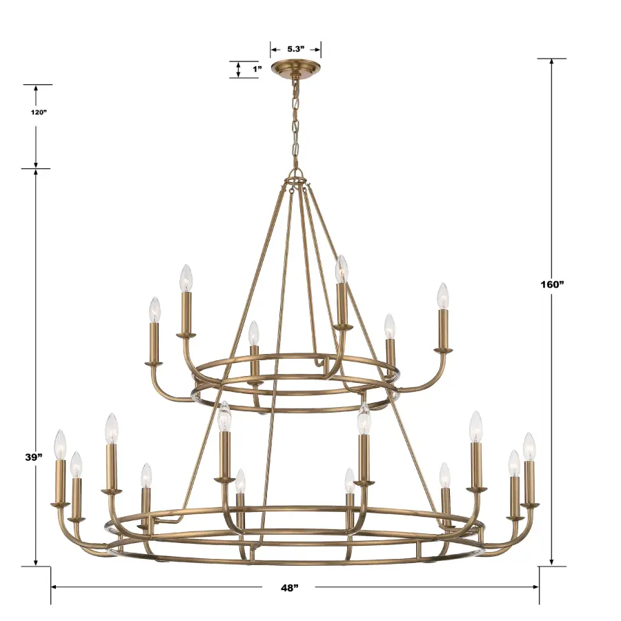 Bailey 48" Chandelier in Aged Brass - Image 5