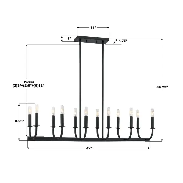 Bailey 42" Linear Chandelier in Aged Brass - Image 16