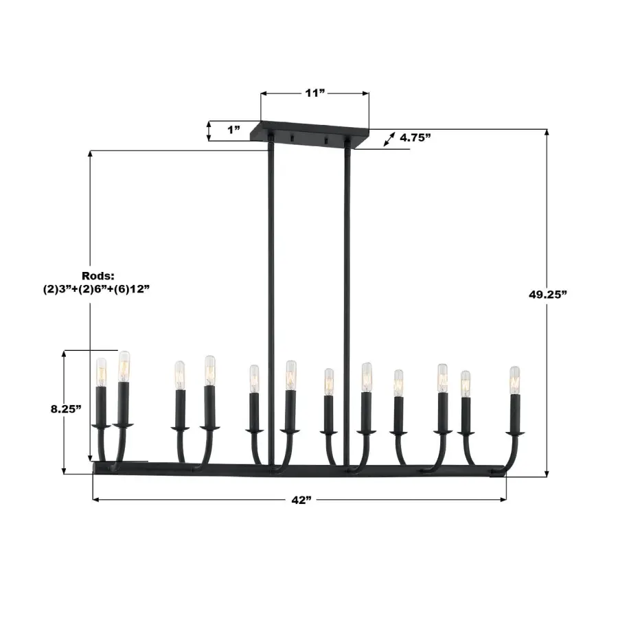 Bailey 42" Linear Chandelier in Aged Brass - Image 16