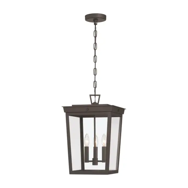 The Belmont outdoor pendant combines iconic street lantern styling with contemporary clean lines. Its wet-rated construction, clear glass panels, and exposed bulb design deliver both architectural appeal and reliable illumination for exterior spaces.
