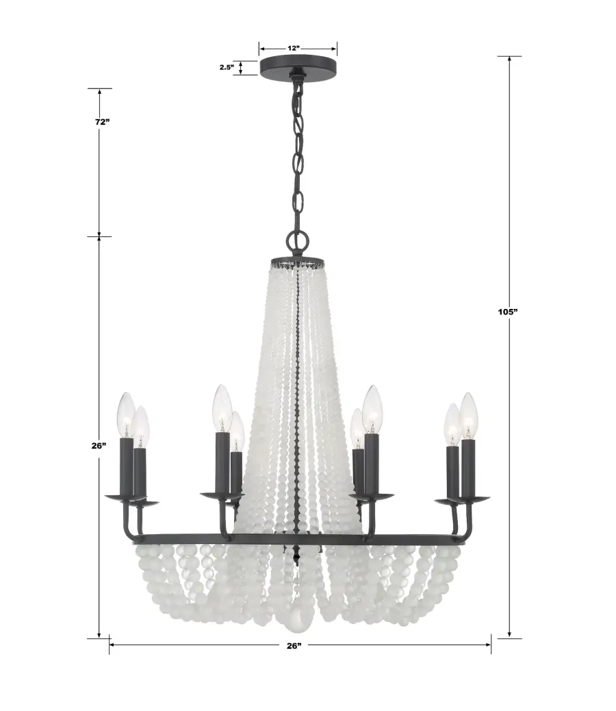 Bella 26" Frosted Glass Bead Chandelier - Image 14
