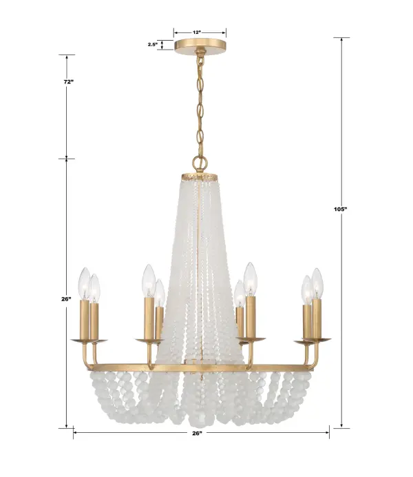 Bella 26" Frosted Glass Bead Chandelier - Image 6