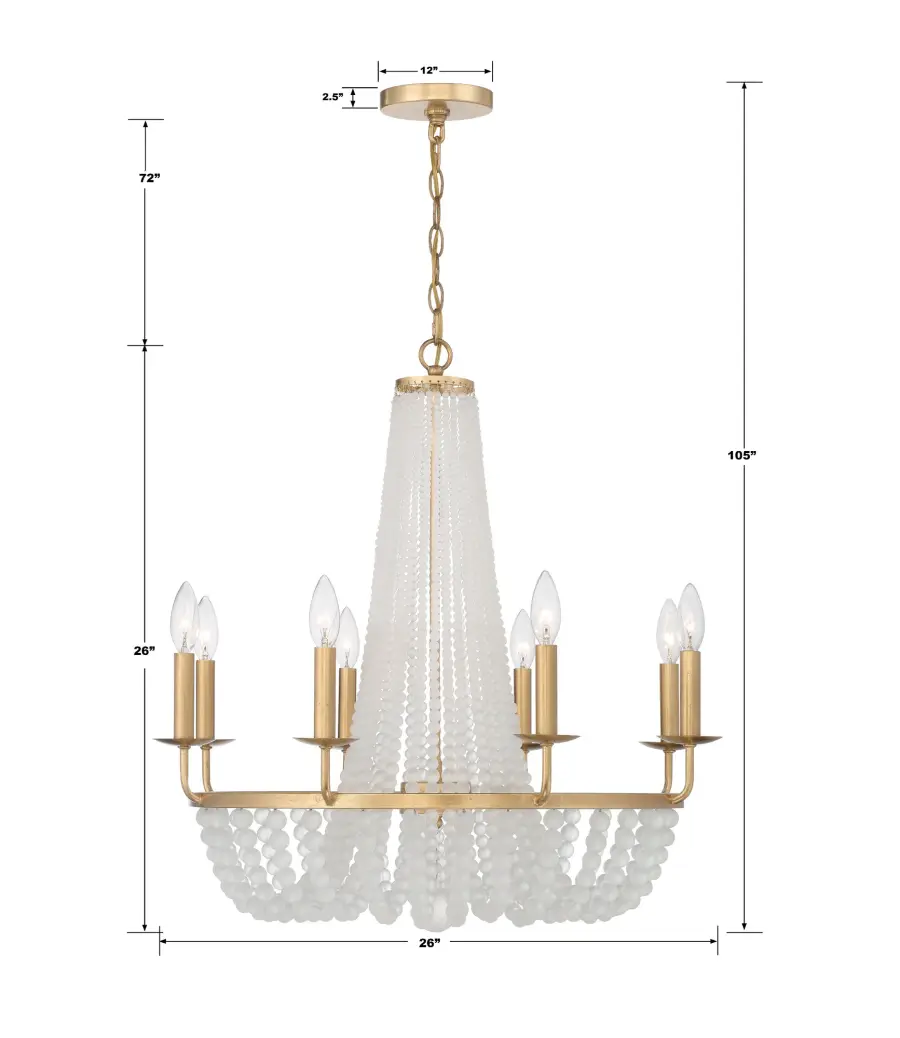 Bella 26" Frosted Glass Bead Chandelier - Image 6