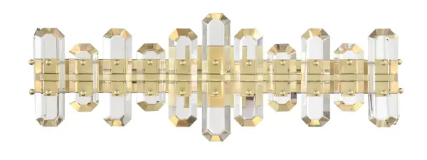 The Bolton vanity light transforms bathrooms into luxurious spaces with hand-cut crystal panels on a floating steel frame. Its 25-inch width provides ideal illumination for medium vanities while creating stunning light reflections.