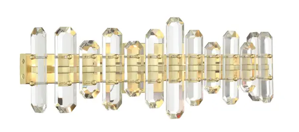 The Bolton vanity light transforms bathrooms into luxurious spaces with hand-cut crystal panels on a floating steel frame. Its 25-inch width provides ideal illumination for medium vanities while creating stunning light reflections. - alternate view