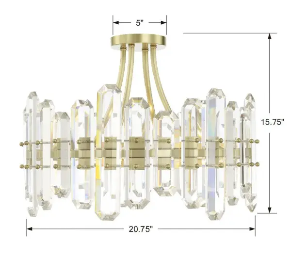 Bolton 20.75" Semi Flush Mount in Aged Brass - Image 5