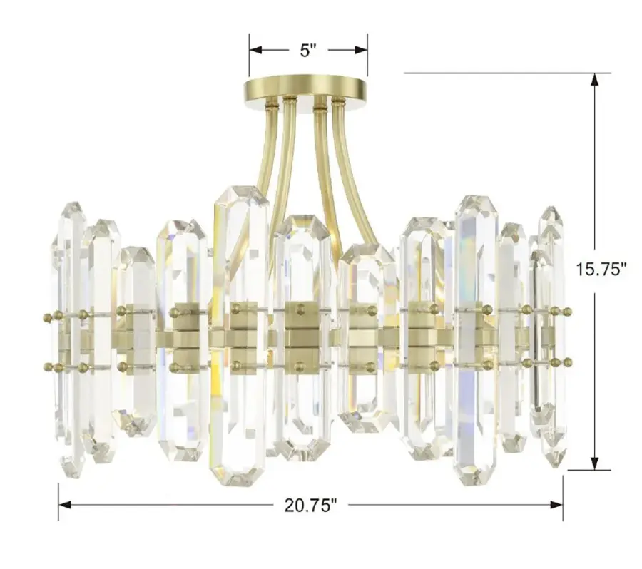 Bolton 20.75" Semi Flush Mount in Aged Brass - Image 5