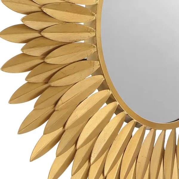 The Broche 24" Mirror transforms any wall into a statement with its radiant sunburst design featuring hand-forged metal leaves. This nature-inspired piece adds warmth and elegance to interiors. - alternate view