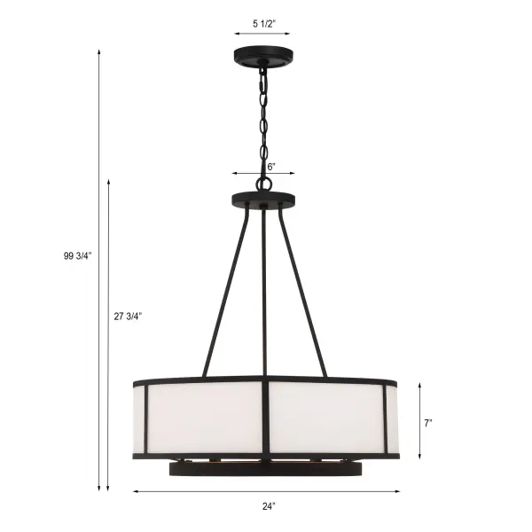 Bryant 24" Drum Chandelier in Black Forged - Image 7