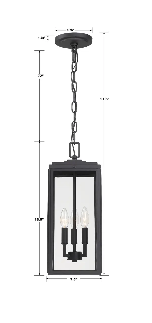 Byron 7.5" Outdoor Pendant in Matte Black - Image 7
