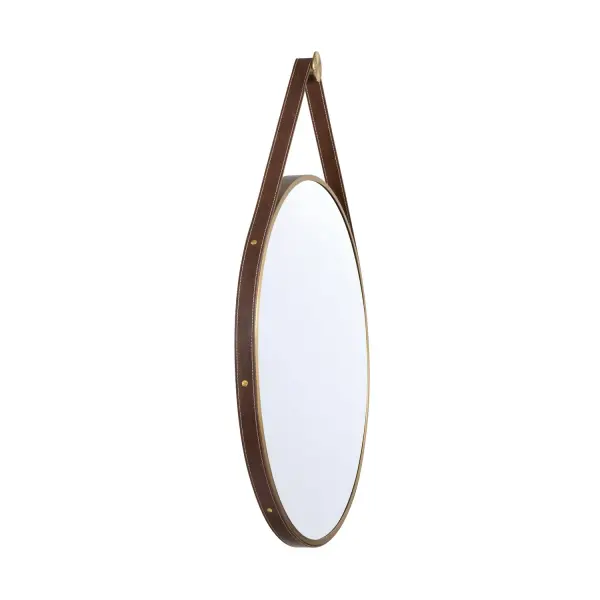 The Callahan mirror by Libby Langdon combines sophisticated design with versatile style. Its textural linen shade and vegan leather trim create an elegant focal point that transitions seamlessly across traditional and contemporary spaces. - alternate view