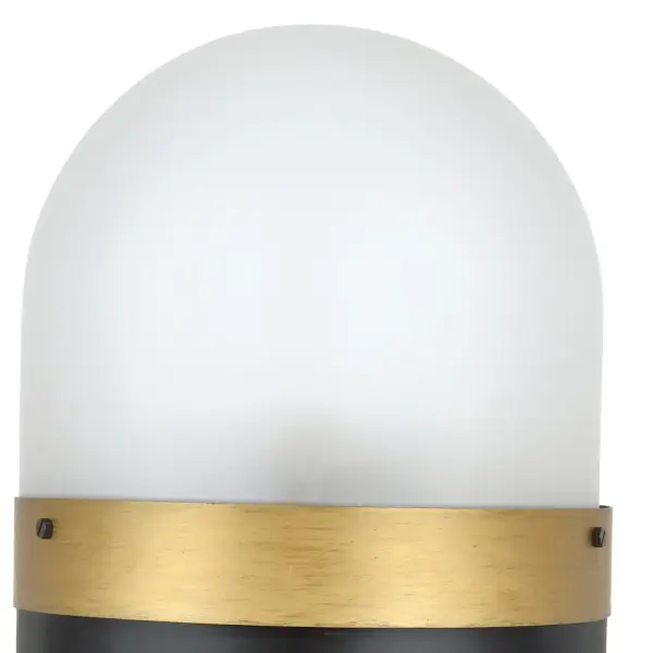 The Capsule Post Light by Brian Patrick Flynn combines futuristic aesthetics with industrial edge. Its distinctive two-tone finish and capsule-shaped white glass create dramatic light effects perfect for modern outdoor spaces. - alternate view