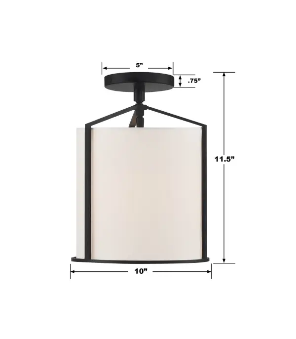 Carlyn 10" Semi Flush Mount in Black - Image 5