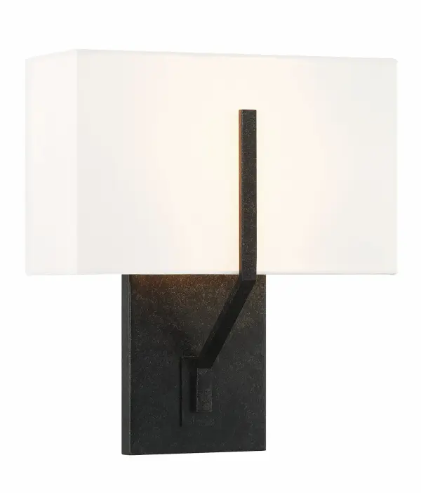 Carlyn 10" Black Fabric Drum Sconce - Image 1