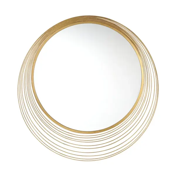 The Cecile Mirror transforms walls into art with its distinctive concentric iron rings in Antique Gold finish. At 34.75 inches, it offers substantial presence while maintaining versatility across traditional and contemporary interiors.