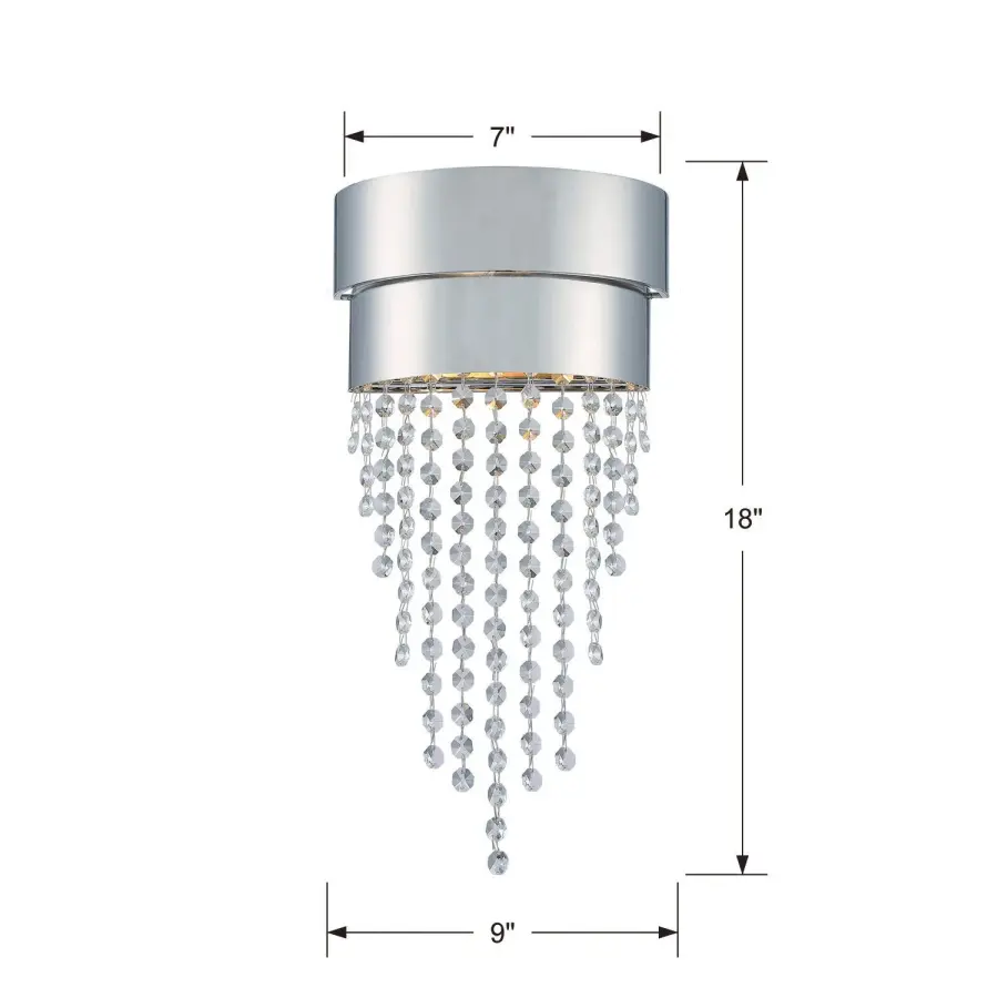Clarksen 9" Crystal Waterfall Sconce - Image 2