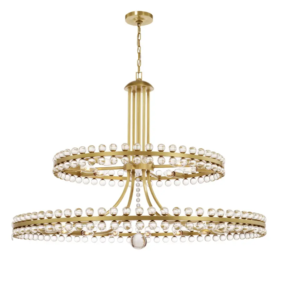 Clover 39.25" Chandelier in Aged Brass - Image 1