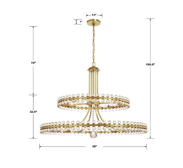 Clover 39.25" Chandelier in Aged Brass - Image 6