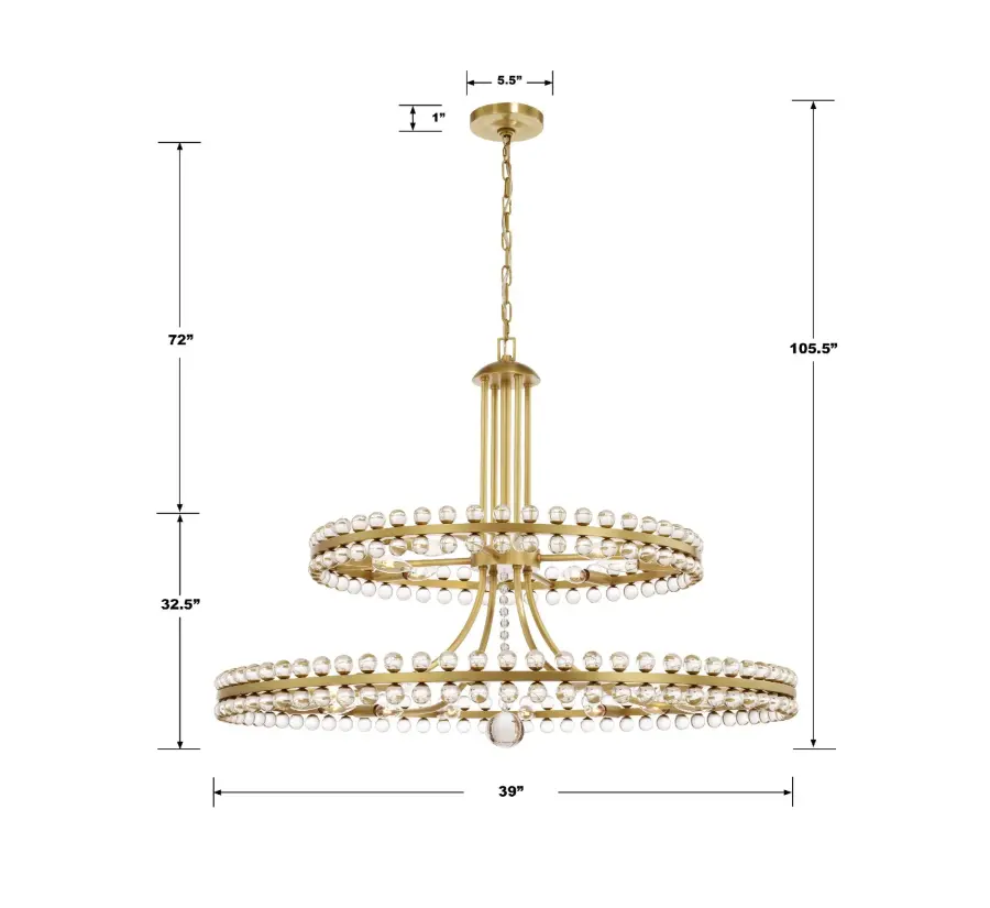 Clover 39.25" Chandelier in Aged Brass - Image 6