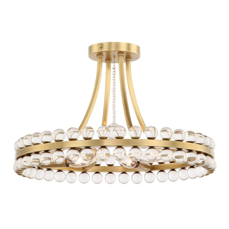 Clover 18.25" Semi Flush Mount in Aged Brass - Image 1