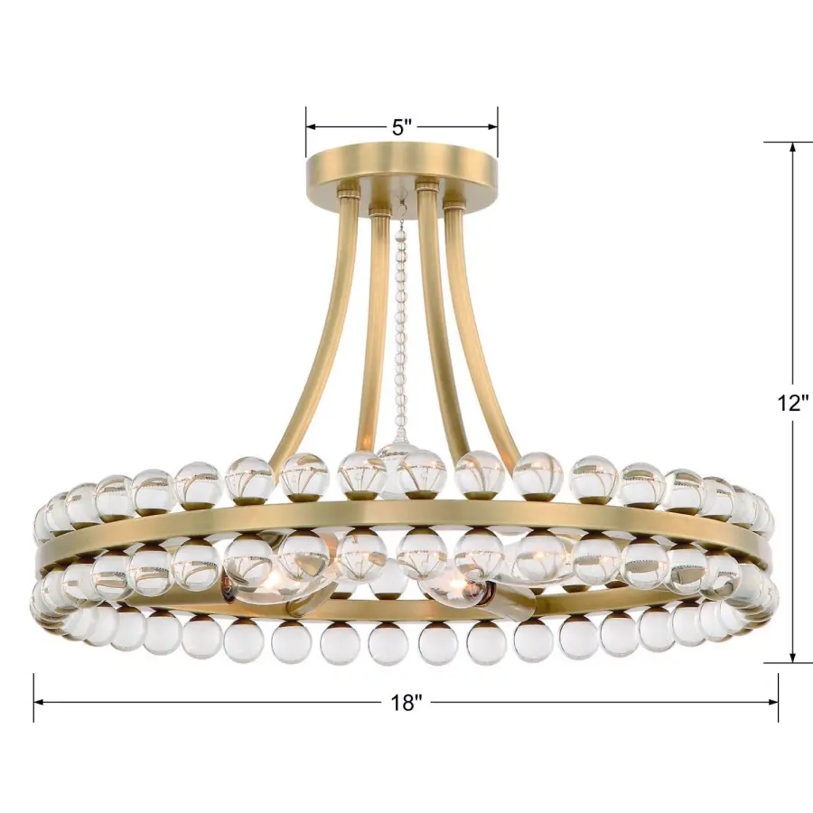 Clover 18.25" Semi Flush Mount in Aged Brass - Image 8