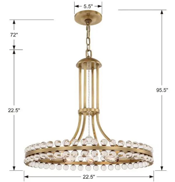 Clover 22.5" Aged Brass Chandelier - Image 7