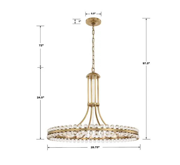 Clover 28.75" Chandelier in Aged Brass - Image 6