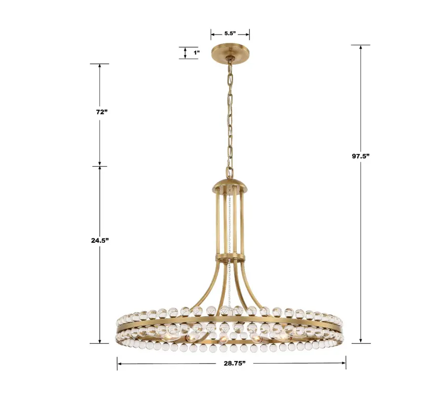 Clover 28.75" Chandelier in Aged Brass - Image 6