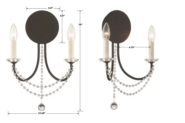 Delilah 12.25" Crystal Sconce - Image 11