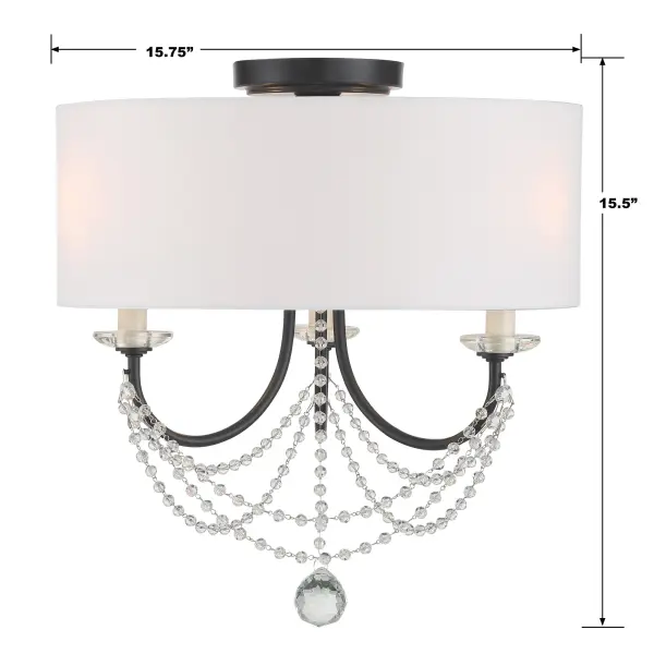 Delilah 15.75" Semi Flush Mount in Aged Brass - Image 11