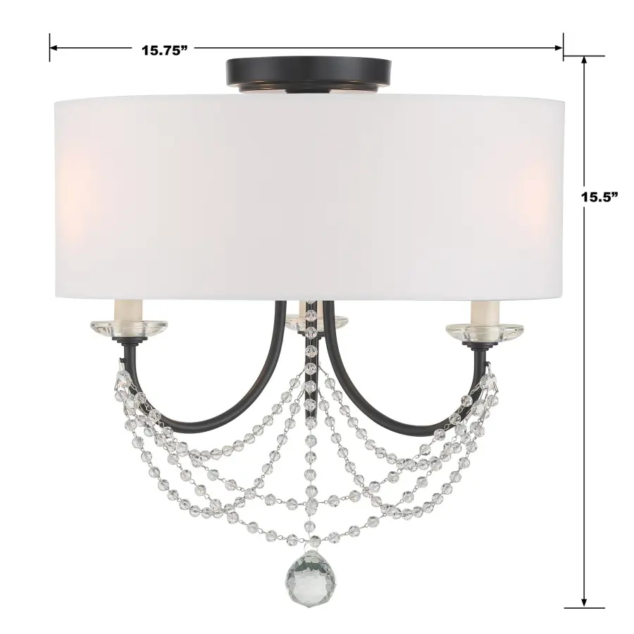 Delilah 15.75" Semi Flush Mount in Aged Brass - Image 11