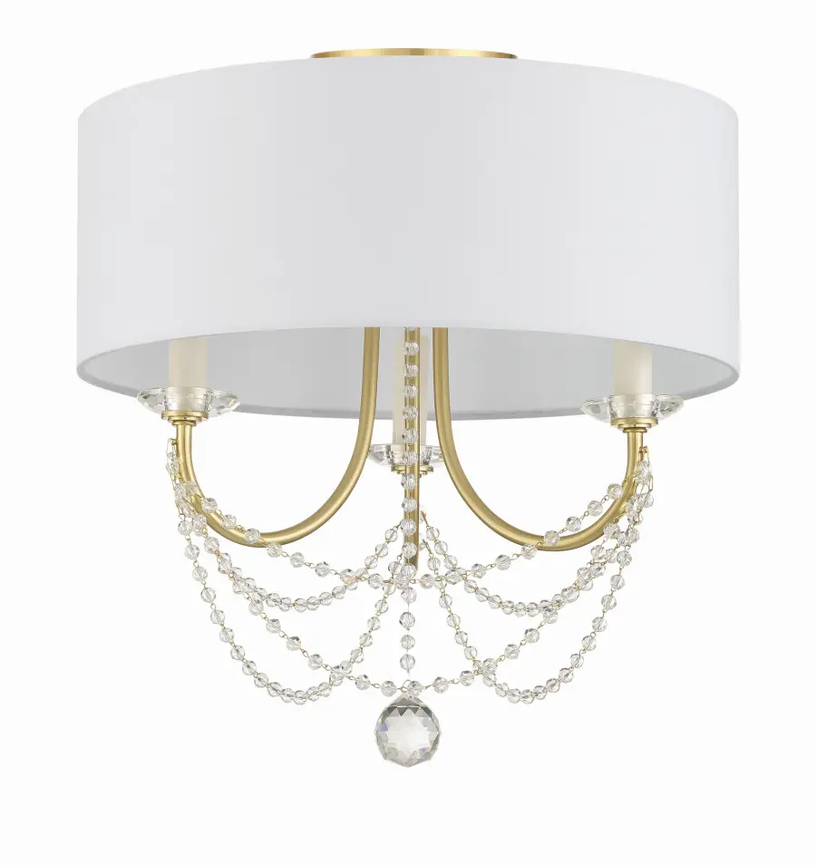 Delilah 15.75" Semi Flush Mount in Aged Brass - Image 3