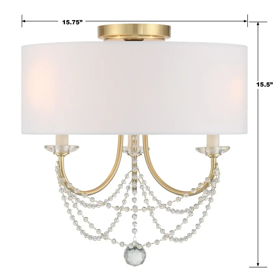 Delilah 15.75" Semi Flush Mount in Aged Brass - Image 5