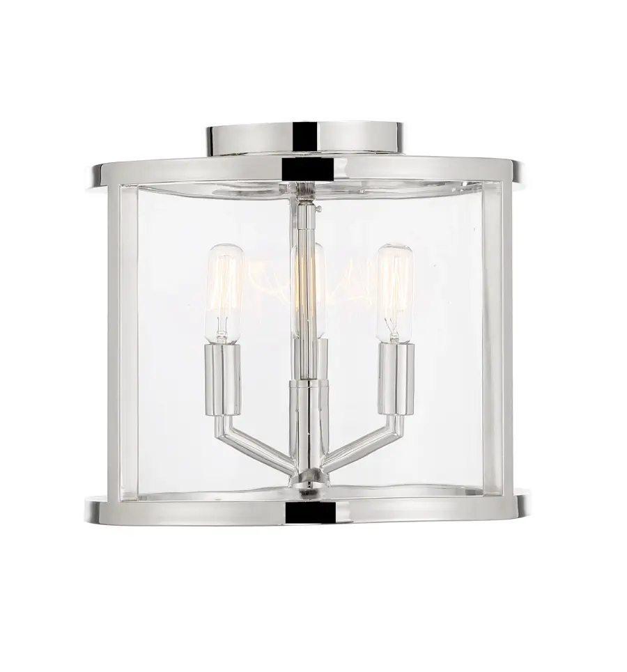 Devon 11.75" Semi Flush Mount in Polished Nickel - Image 1
