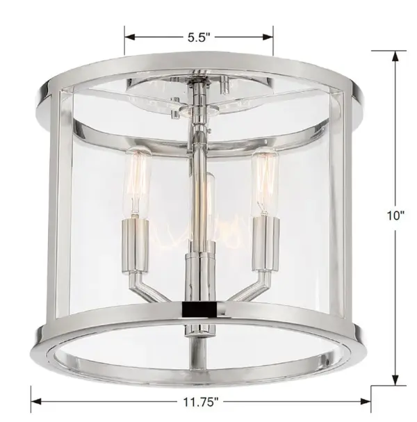 Devon 11.75" Semi Flush Mount in Polished Nickel - Image 4