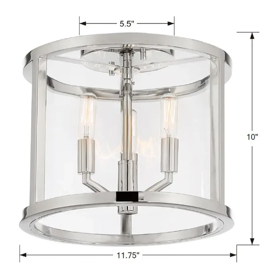Devon 11.75" Semi Flush Mount in Polished Nickel - Image 4
