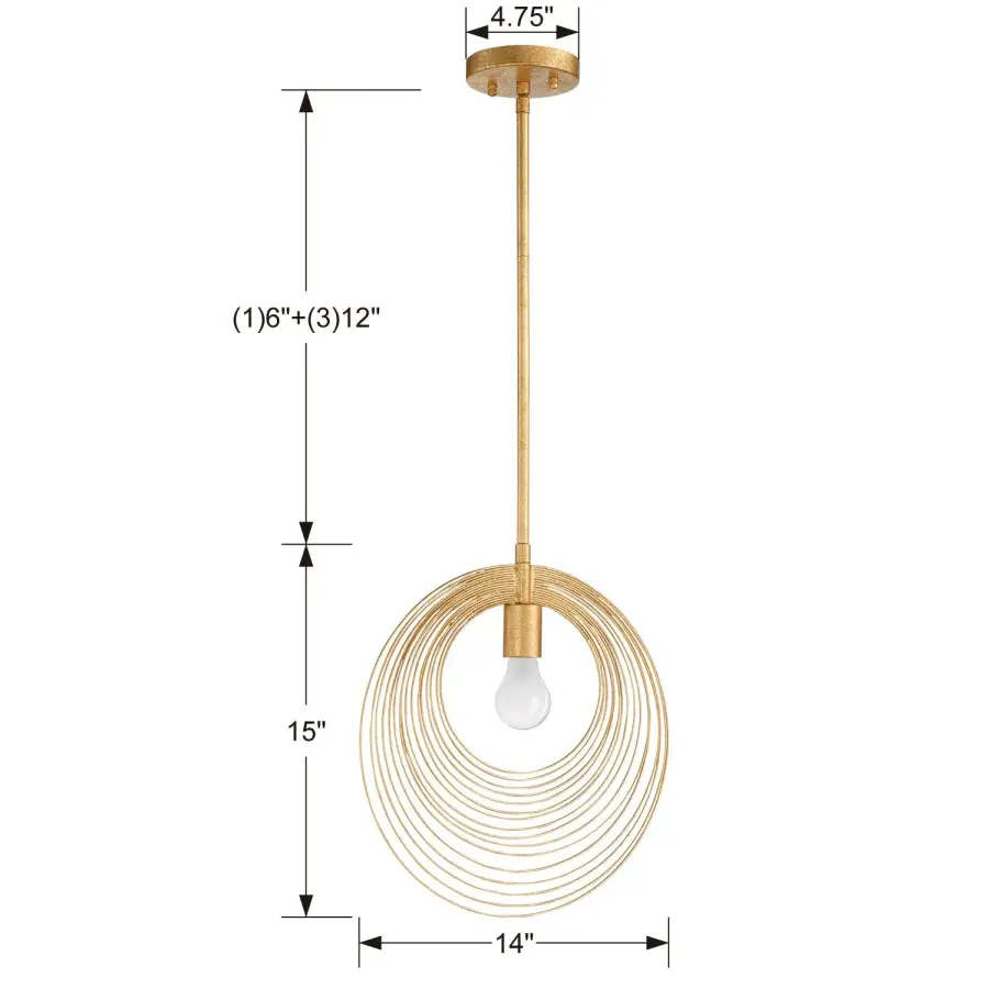 Doral 14" Pendant Light in Renaissance Gold - Image 3