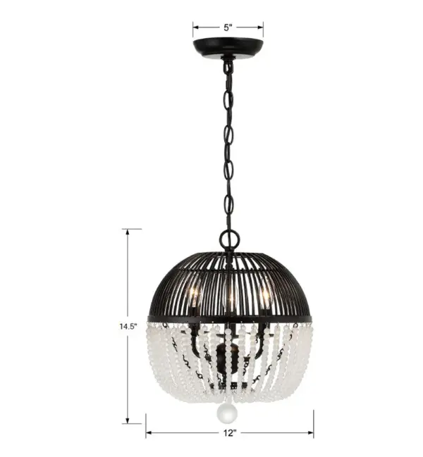 Duval 12" Pendant with Frosted Glass Beads - Image 5
