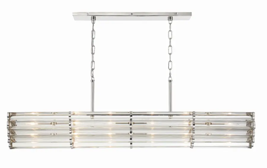 Architectural Linear Chandelier with Designer Lucite Detail - Image 1
